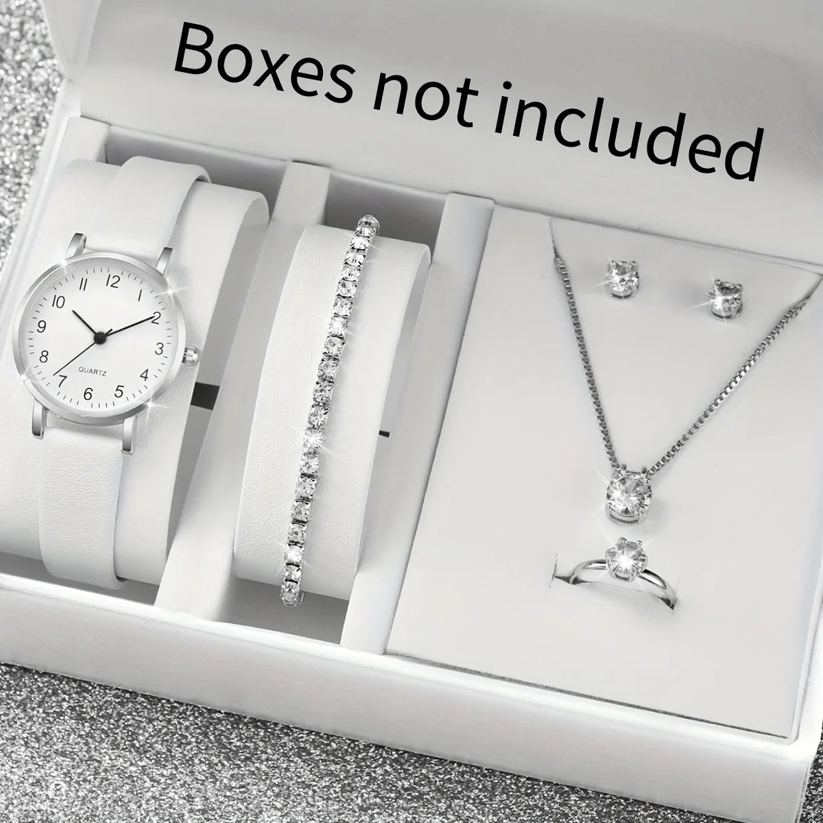 Women Quartz Leather Watch Set