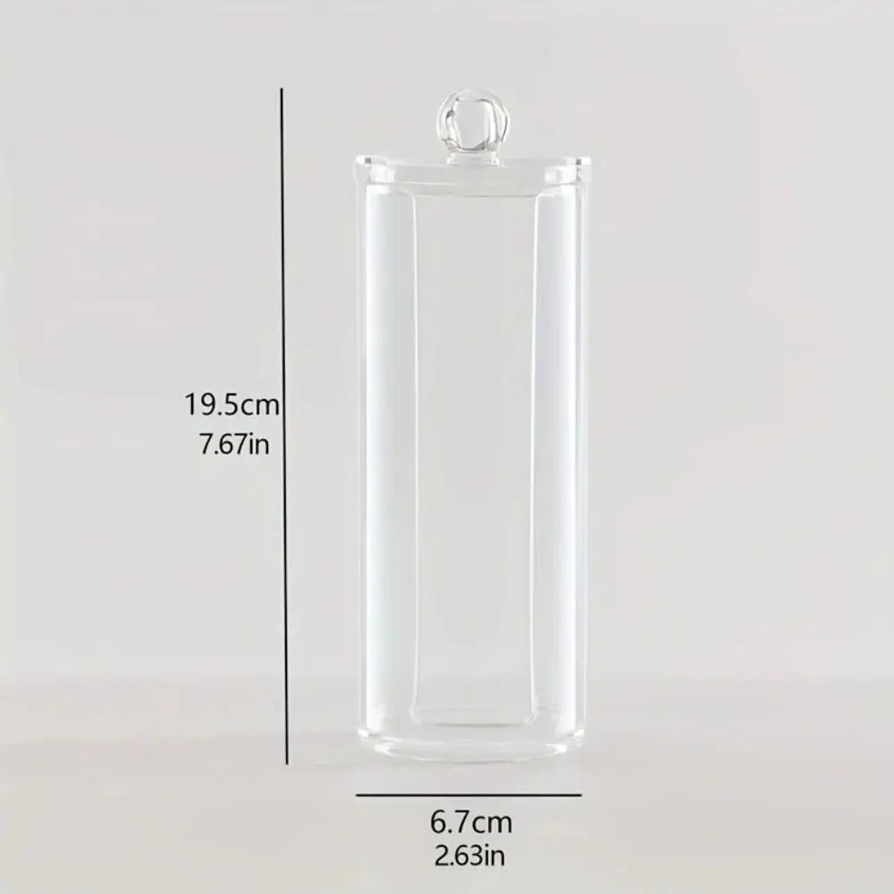 Acrylic Cosmetics Storage Box Transparent Bamboo Lid Container Storage Case Round Jewelry Storage Organizer Box Living Room