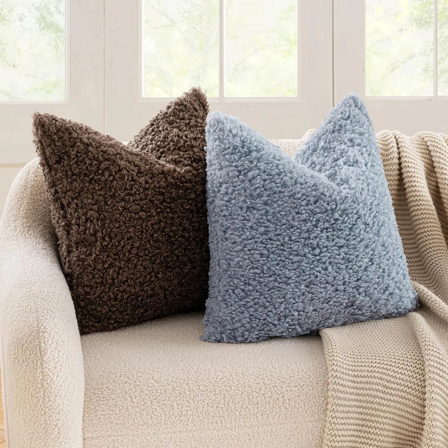 Lamb Fleece Pillow Cover Plush Teddy Curly Thickened Pillowcase Soft Modern Minimalist Nordic Sofa Cushion Case Cozy Home Decor