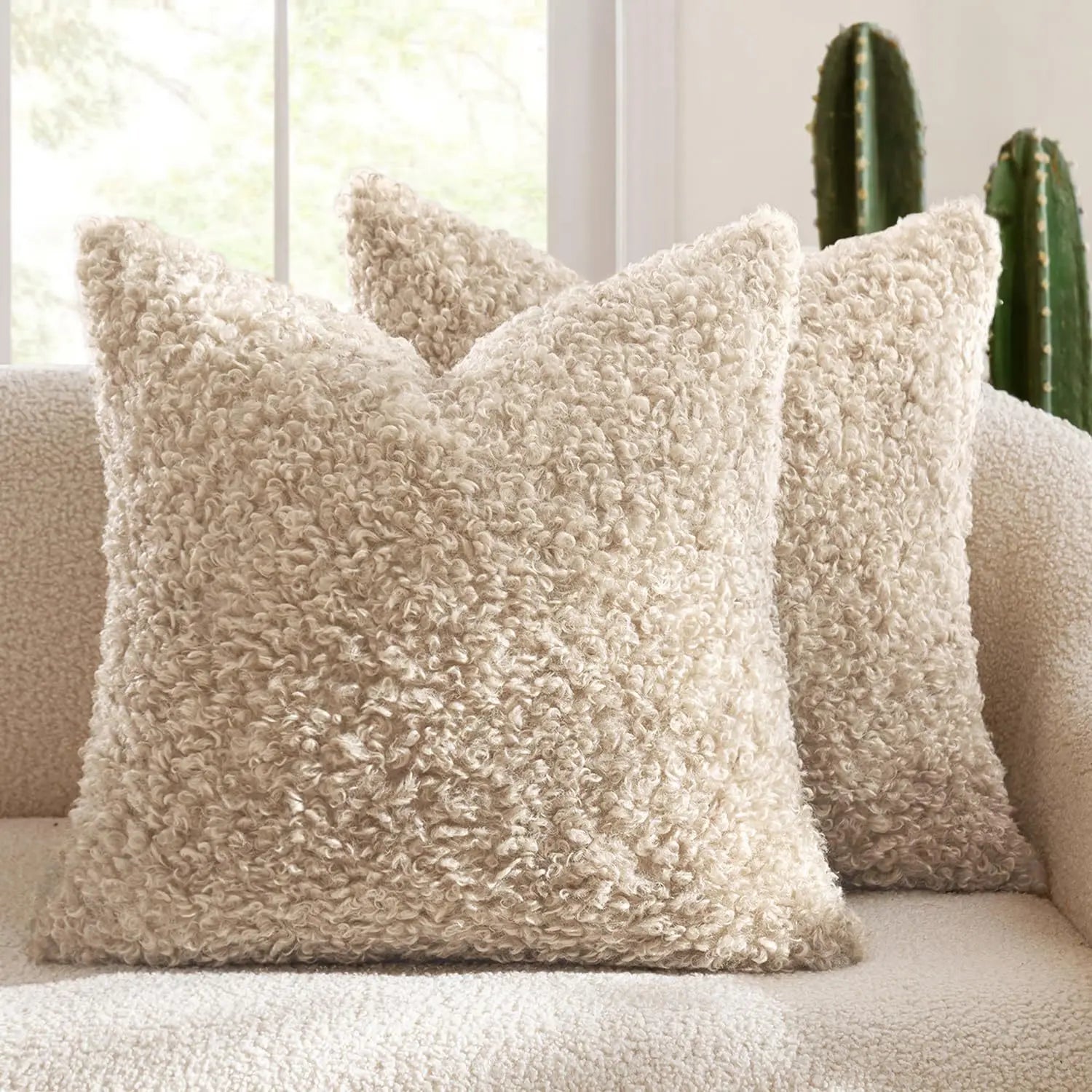 Lamb Fleece Pillow Cover Plush Teddy Curly Thickened Pillowcase Soft Modern Minimalist Nordic Sofa Cushion Case Cozy Home Decor