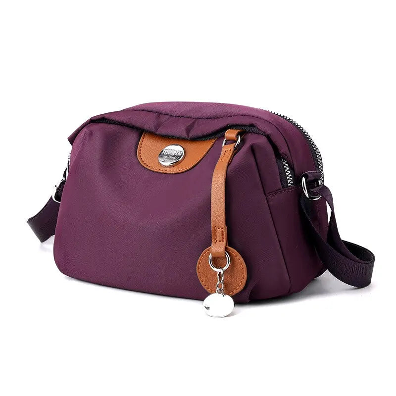 Women’s Waterproof Nylon Crossbody Bag – Large Capacity Casual Solid Color Messenger Shoulder Bag