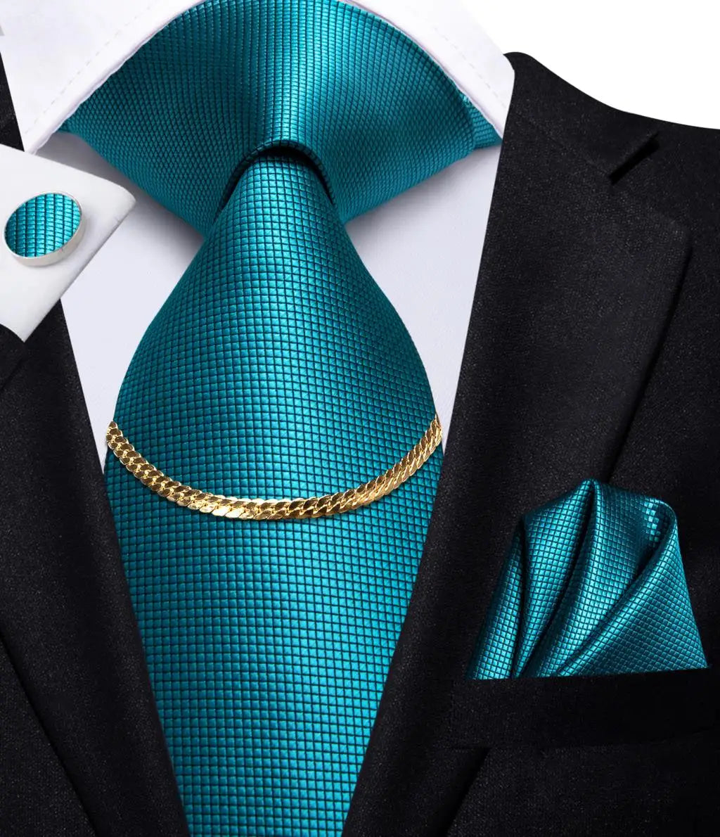Men’s Black Plaid Silk Tie Set