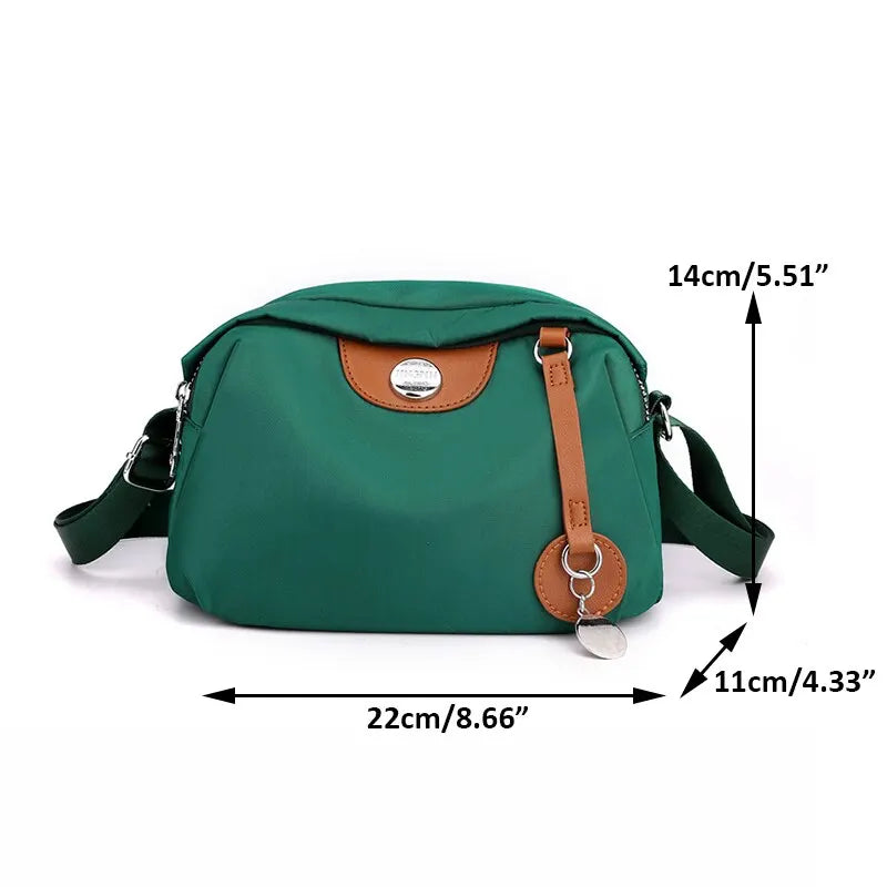 Women’s Waterproof Nylon Crossbody Bag – Large Capacity Casual Solid Color Messenger Shoulder Bag