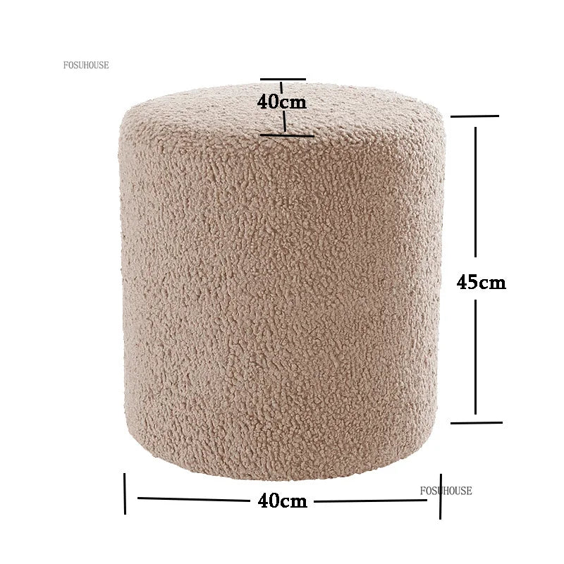 Modern Living Room Furniture Minimalist Shoe Changing Stool Nordic Lambswool Footrest Leisure Ottomans Designer Hallway Ottoman