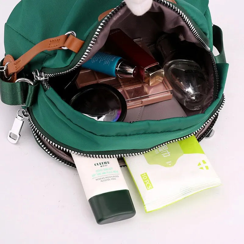 Women’s Waterproof Nylon Crossbody Bag – Large Capacity Casual Solid Color Messenger Shoulder Bag
