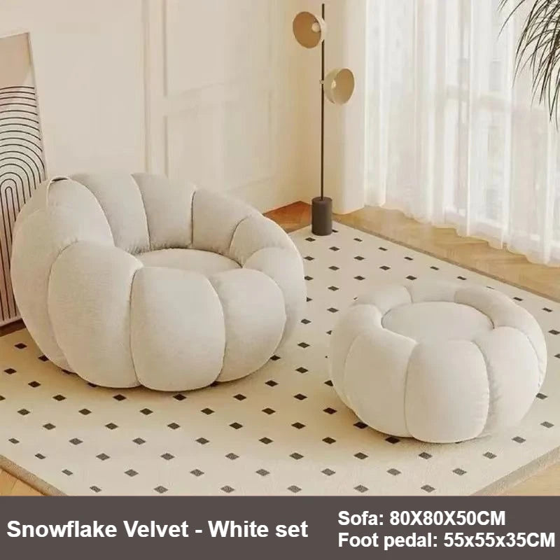 Lazy Pumpkin Sofa Nordic Style Single Sofa Chair EPS Particle Filling Soft Comfortable Home Living Room Balcony Bedroom Sofa Set