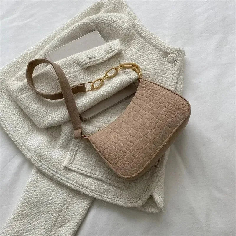 Luxury Crescent Shoulder Tote Bag for Women – Elegant Felt Design Underarm Handbag, Small Square Fashion Purse