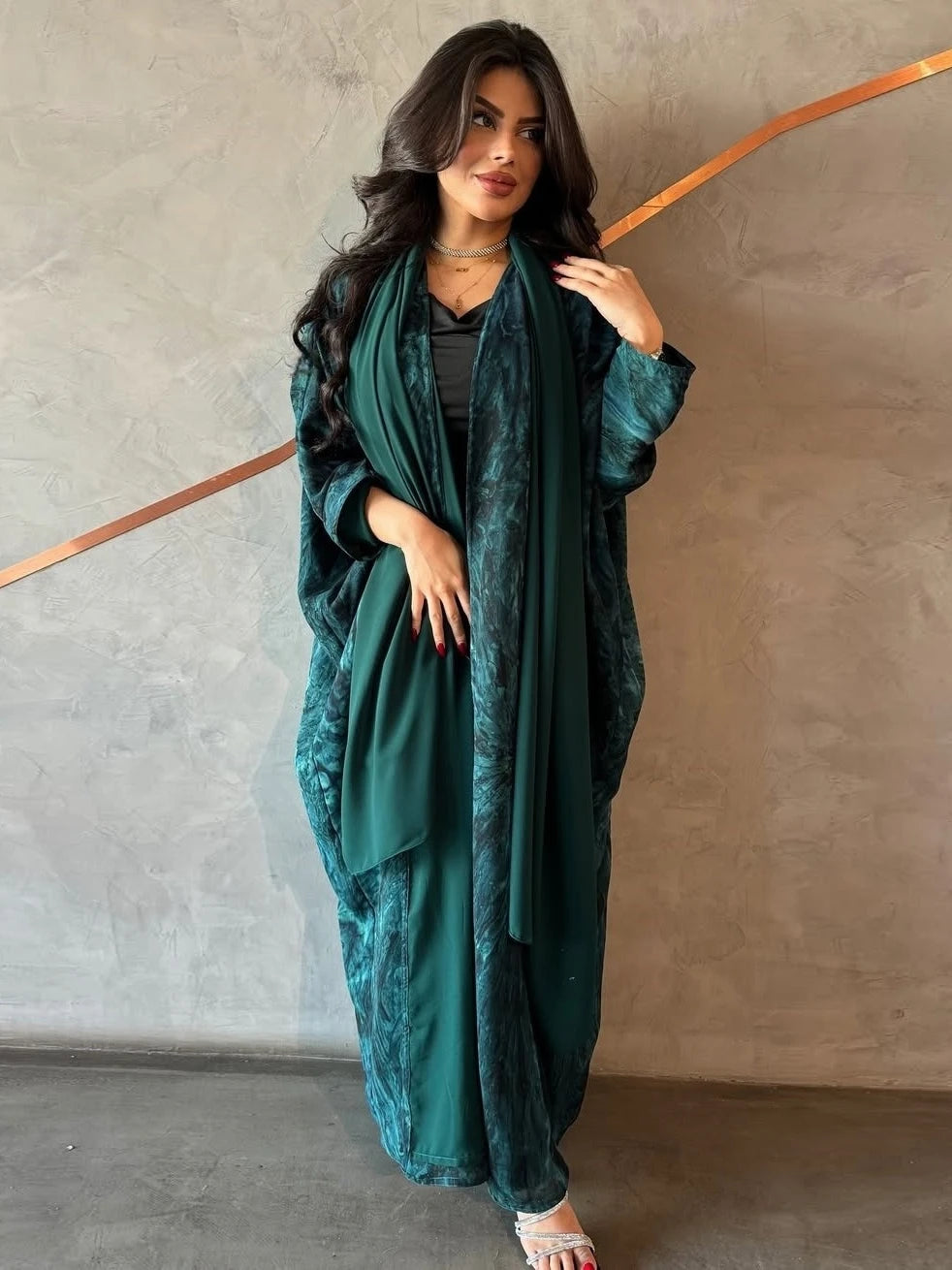 Women Muslim Abaya with Scarf Set DressRamadan Eid Print Cardigan Arab Long Robe Morocco Dubai Kaftan Islam Vestidos Jalabiya