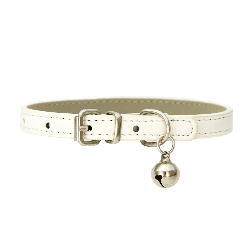 PU Leather Pet Collar with Bell & Leash for Dogs & Cats