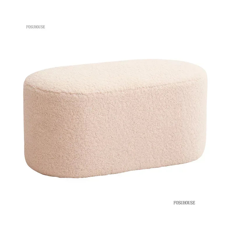 Modern Living Room Furniture Minimalist Shoe Changing Stool Nordic Lambswool Footrest Leisure Ottomans Designer Hallway Ottoman