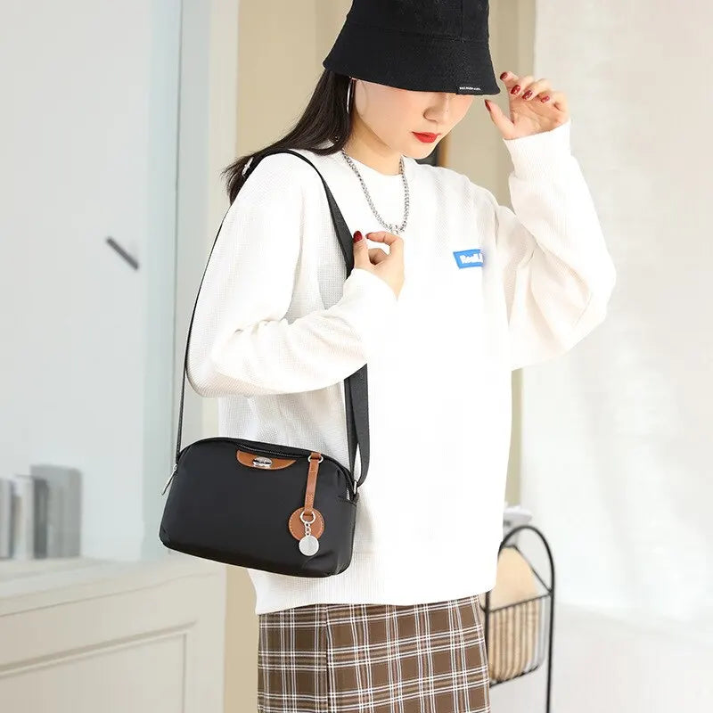 Women’s Waterproof Nylon Crossbody Bag – Large Capacity Casual Solid Color Messenger Shoulder Bag