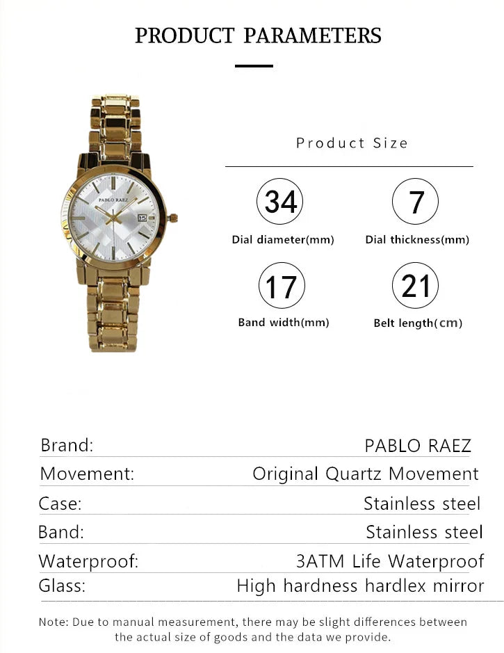 Luxury Women Watches Fashion Gold Stainless Stain Steel Ladies Watch With Date Waterproof Quarzt Wristwatch Romatic  Girl Gift