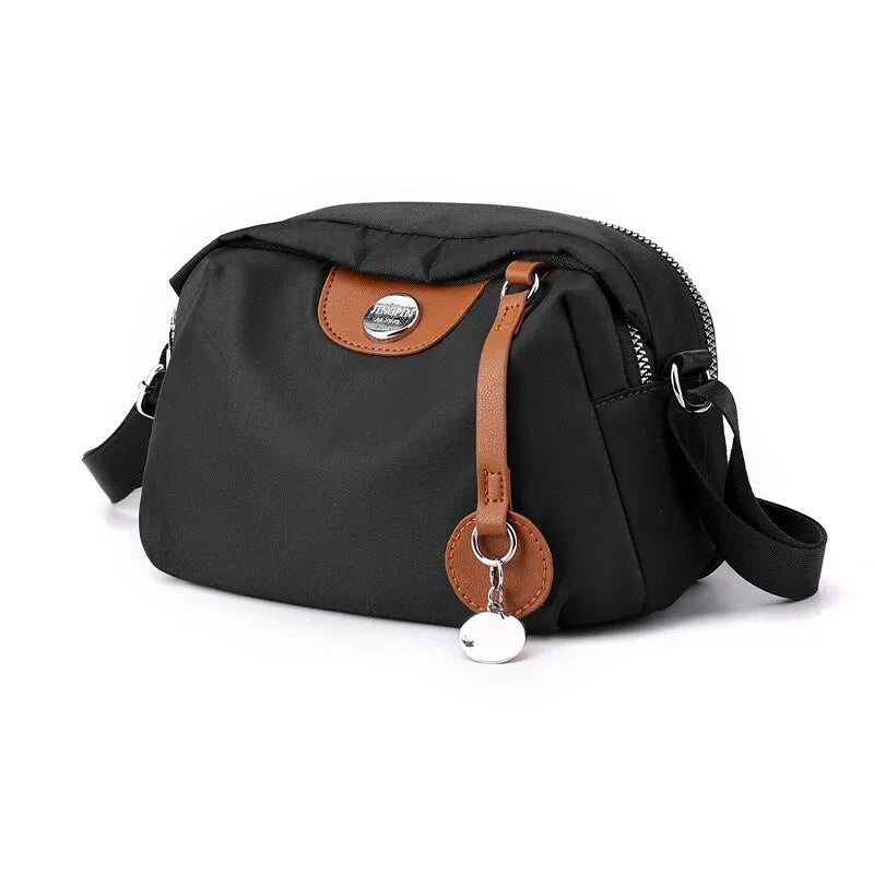 Women’s Waterproof Nylon Crossbody Bag – Large Capacity Casual Solid Color Messenger Shoulder Bag