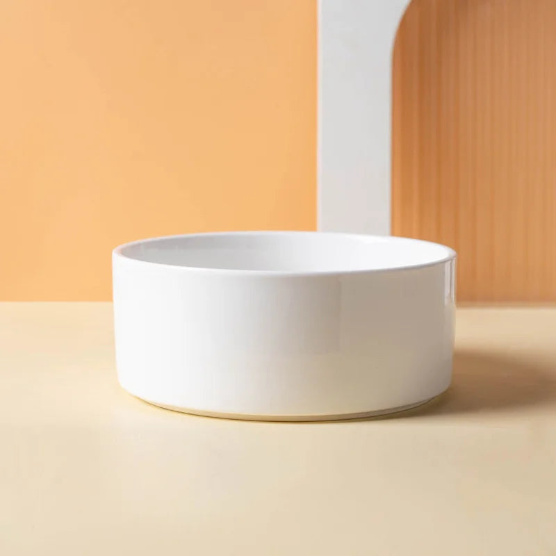 Ceramic Pet Bowl with Wooden Mat – Spine-Friendly