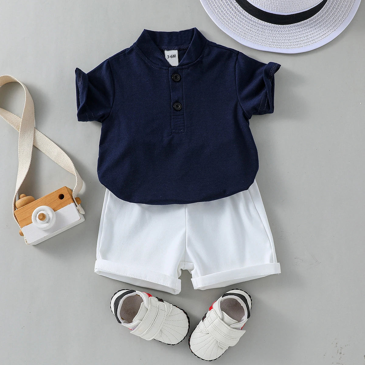 Baby Boys Summer Outfit – Short Sleeve Tee & Vest Set