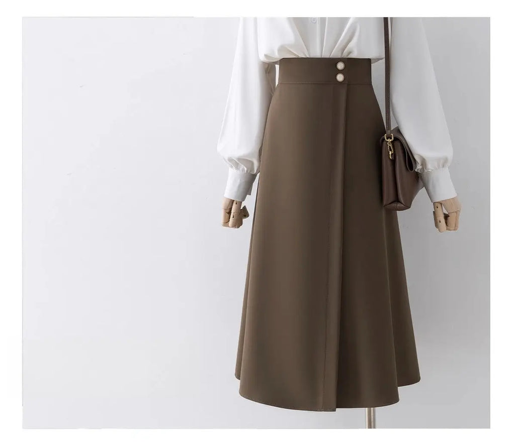 Maillard Suit Skirt Irregular Skirt Women's High Waist Mid-length Skirt Small Commuter A-line Skirt