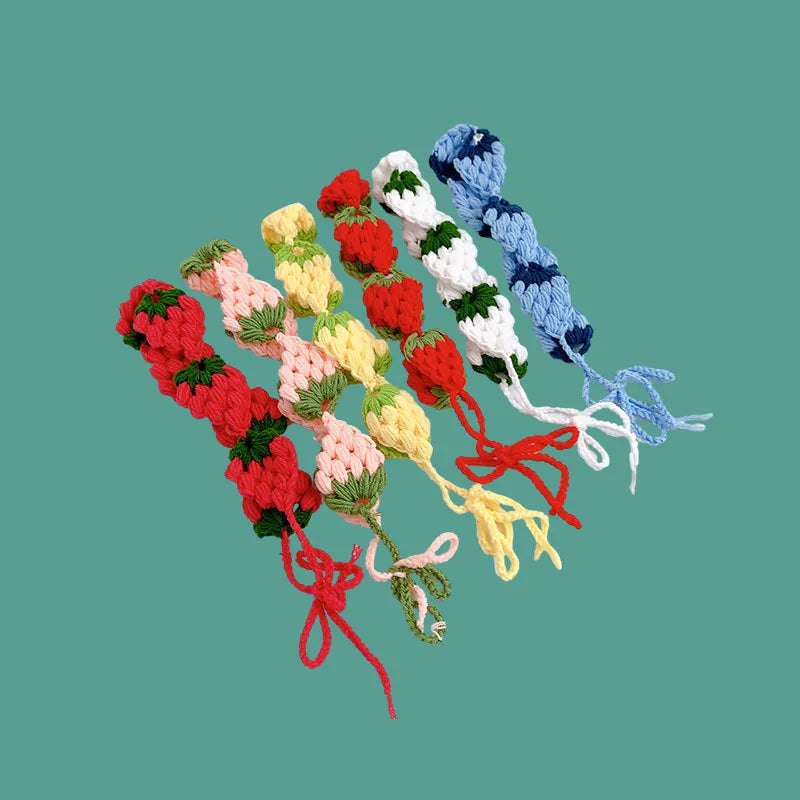 Small Strawberry Headband Crochet Sweet Cute Hair Band Women Scarf Headbands Bandanas Wide Elastic Hairbands Fashion Accessories