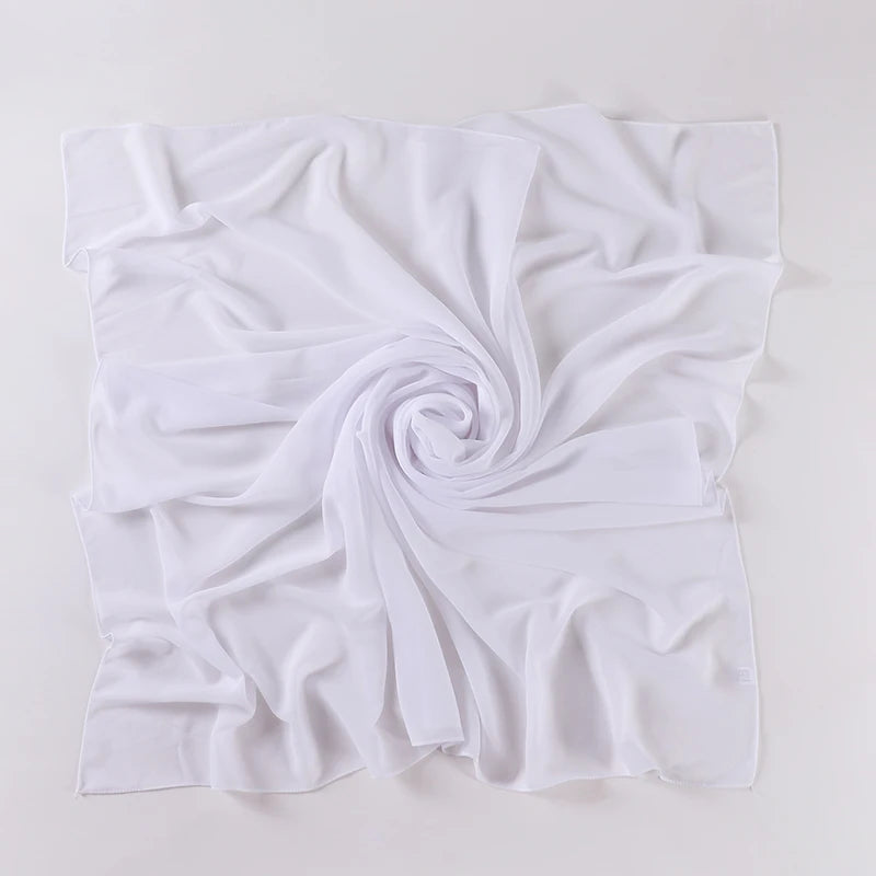 110X110CM Malaysia Square Chiffon Hijab Solid Muslim Head Scarf Ladies Plain Shawl and Wrap Headband Foulard Tudung Bawal
