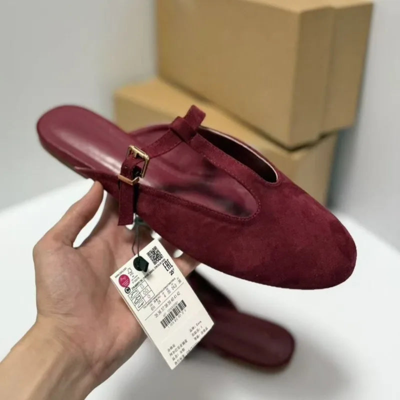 Retro T-Strap Women Mules