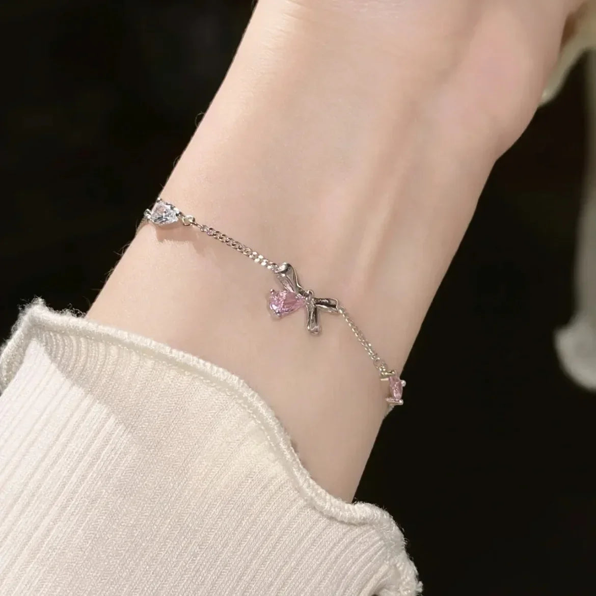 Pink Crystal Cherry Blossom Bracelet