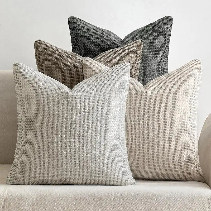 1pcs Chenille Throw Pillow Cover Soft Solid Color Cushion Case with Cross Woven Design Decorative Pillowcase Sofa Bed Home Decor