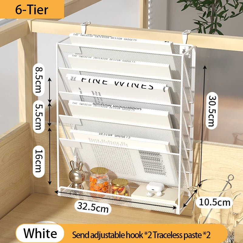 5-Tier Mesh Desk File Organizer – Wall Mount & Desktop