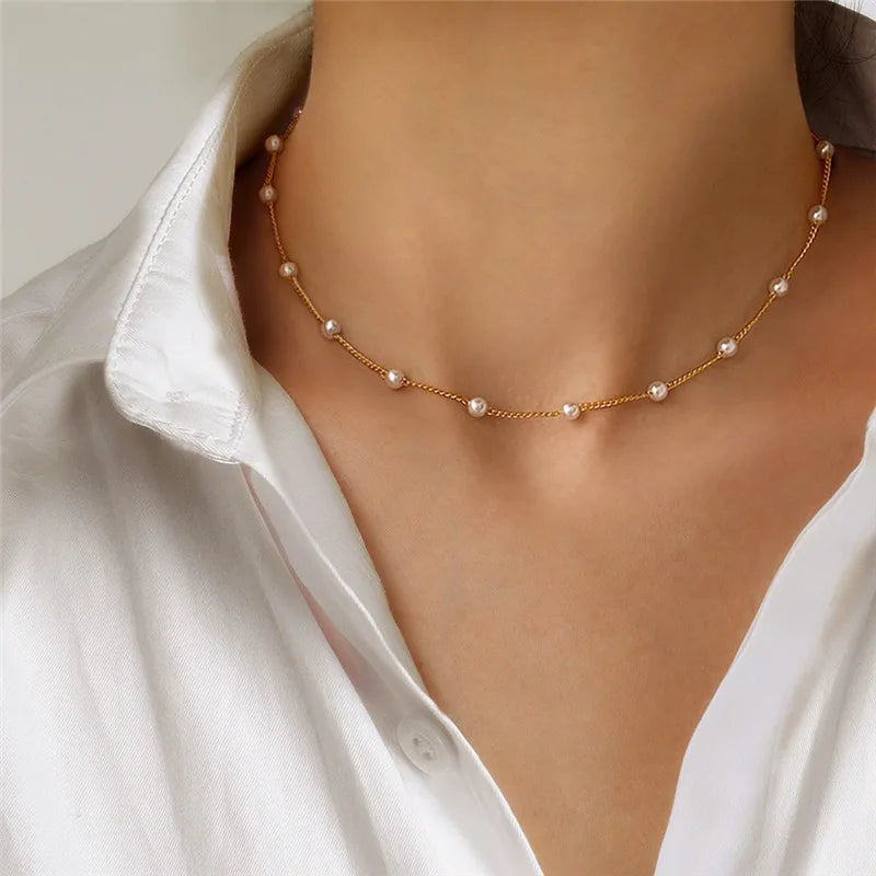 Pearl Beads Choker Necklace
