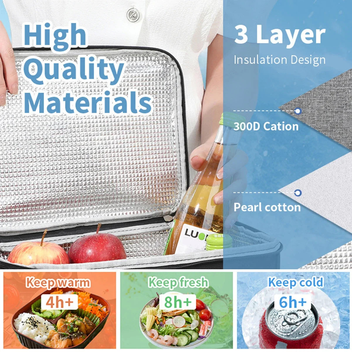 Insulated Lunch Tote Bag – Thickened Aluminum Foil Bento Bag for Office & Students