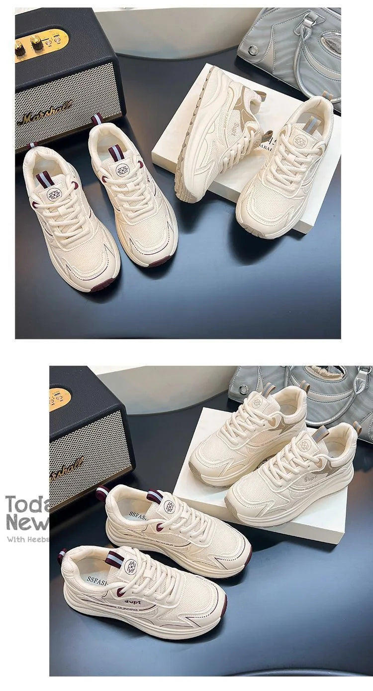 Height Increase Women Vulcanized Shoes Autumn New Lightweight Lace Up Platform Sneakers Comfort Breathable Non Slip Casual Shoes