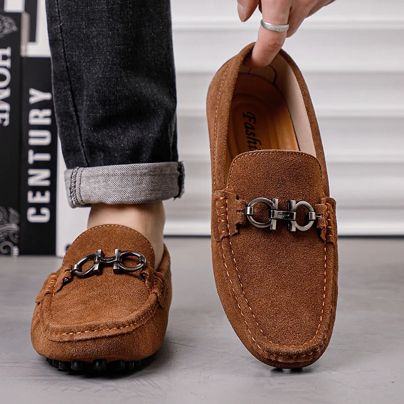 Handmade Suede Leather Men’s Slip-On Loafers
