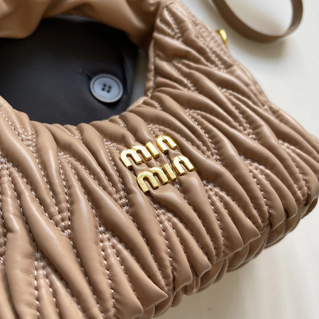 New Trendy Crescent Moon Cloud Dumpling Bag Pleated Shoulder Bag Fashionable Embroidery Portable Messenger Women's Bag