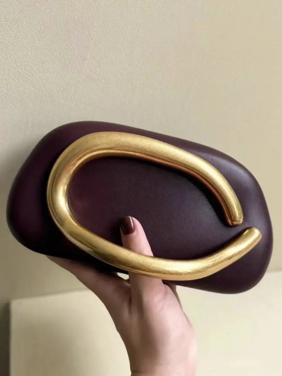 Gold Metal Closure Box Clutch Bag Women Evening Wedding Party Cute Purse Bag Handbag Dark Red Beige 2025 Spring New Fashion