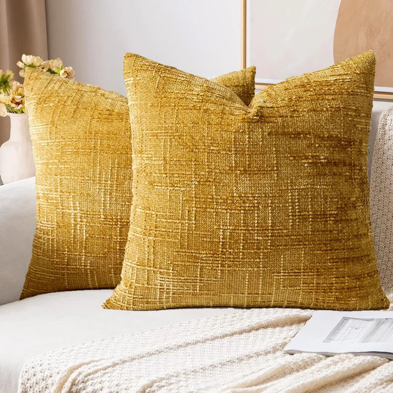 Chenille Pillowcase Bamboo Yarn Texture Throw Pillow Covers Solid Sofa Cushion Covers for Home Bedroom Living Room Decor