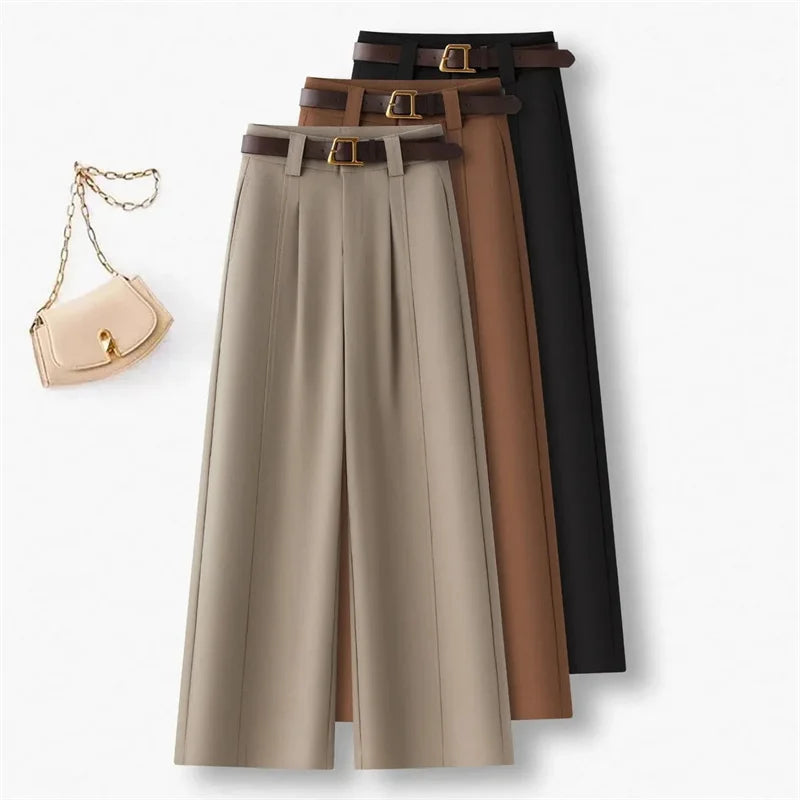Spring Autumn 2026 Korean Spring New Temperament Pants Women High-end Wide-leg suit Pants Female Trouser Ladies