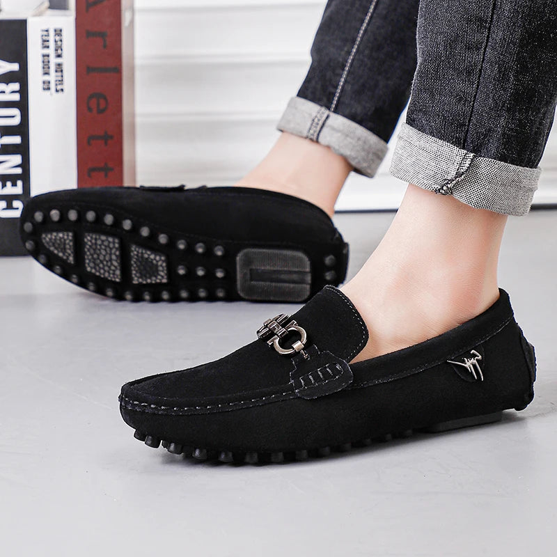 Handmade Suede Leather Men’s Slip-On Loafers