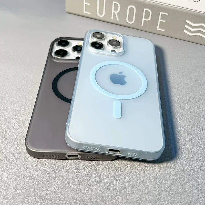 Ultra Thin Matte Magnetic Wireless Charger Case For iPhone 17 16 15 14 13 12 11 Pro Max For Magsafe Hard PC Translucent Cover