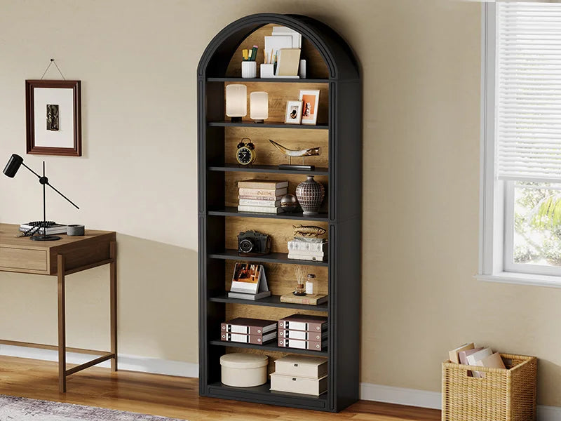 Modern Arched 8-Tier Bookcase – Floor Standing