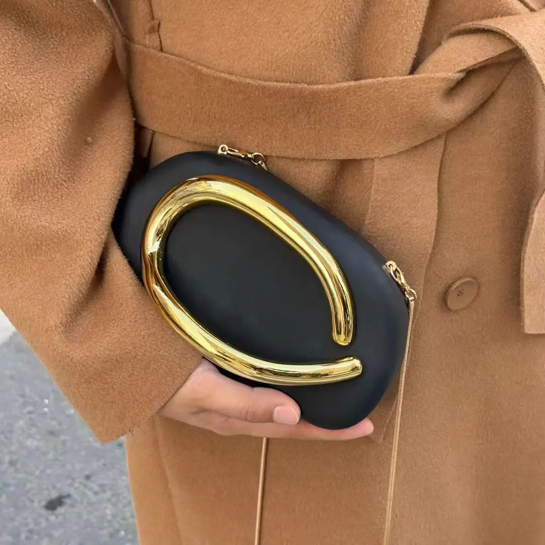 Gold Metal Closure Box Clutch Bag Women Evening Wedding Party Cute Purse Bag Handbag Dark Red Beige 2025 Spring New Fashion