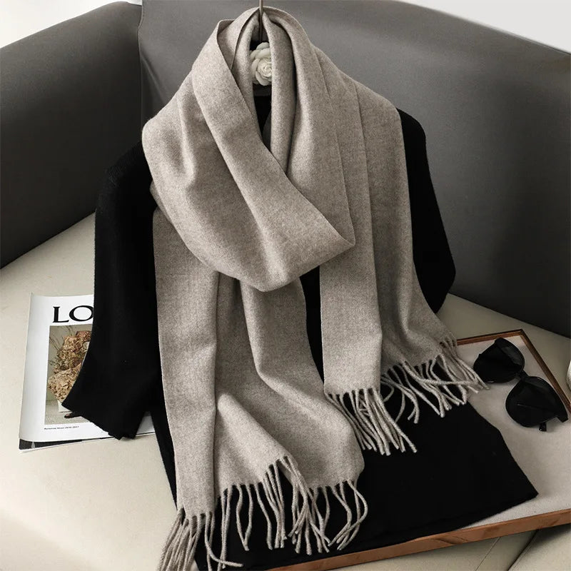62Color Solid Women Winter Scarf Warm Thicken Cashmere Shawl Outdoor Fashion Luxury Tassels Pashmina Lady Wrap Windproof Scarves