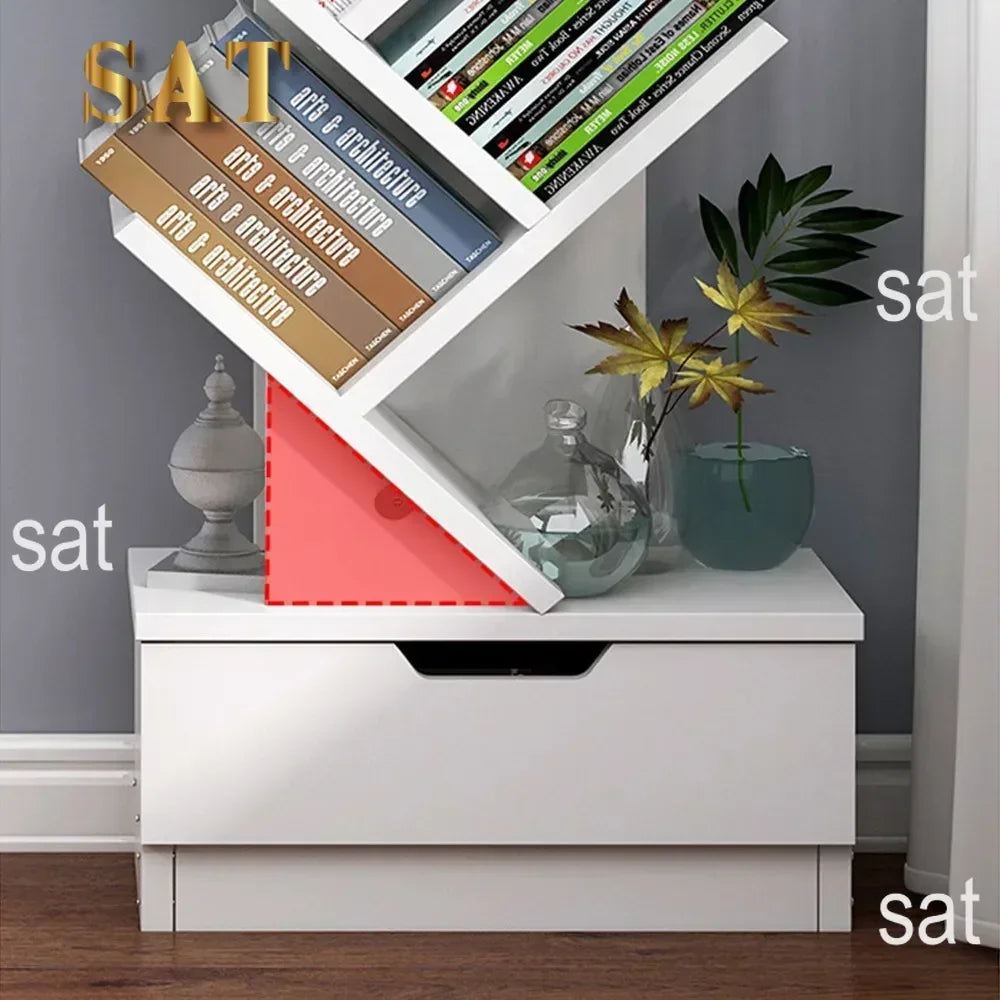 Tree-Shaped Wooden Bookshelf – Floor Standing