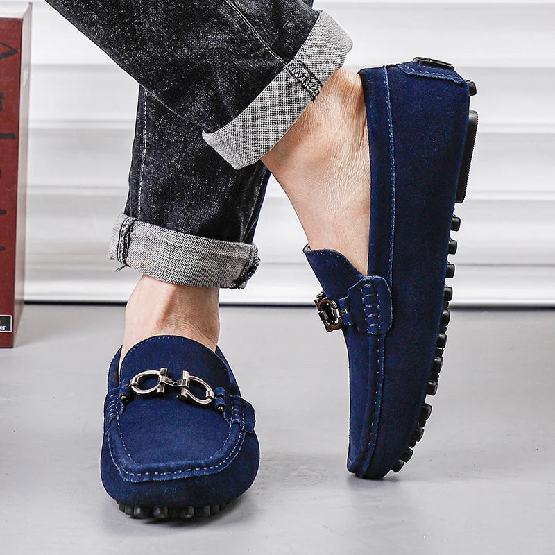 Handmade Suede Leather Men’s Slip-On Loafers