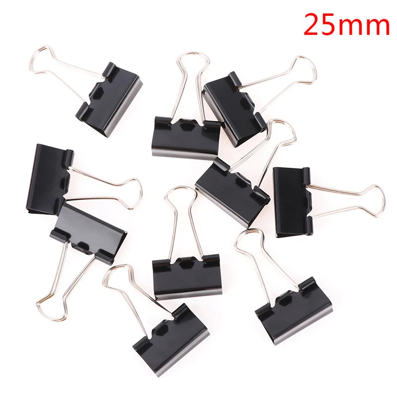 10pcs Black Metal Binder Clips – 19/25/32mm