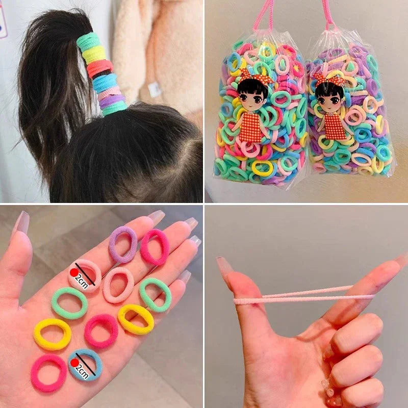 200/1000 PCS Colorful Nylon Elastic Hair Bands for Women & Girls – Small Ponytail Holders & Rubber Hair Ties