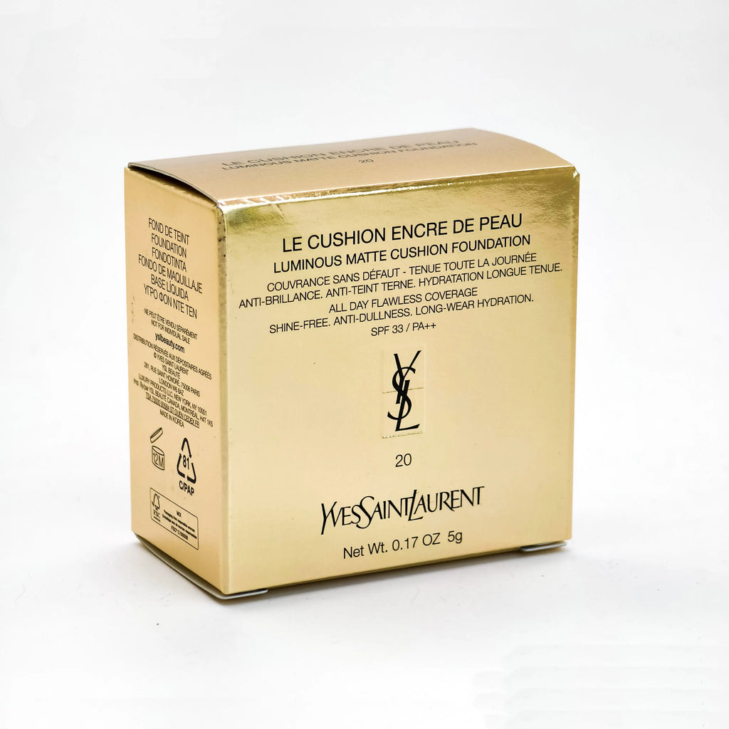 YSL Le Cushion Encre De Peau Luminous Matte Cushion Foundation 10 20 Long Lasting Flawless Coverage Oil Control Hydrating SPF5