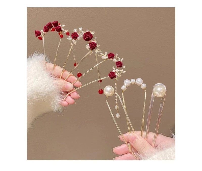 2025 New Pearl U-shaped Hairpin Women's Insert Hairpin, Fixed with Coiled Hair,senior grade Hairpin Headpiece