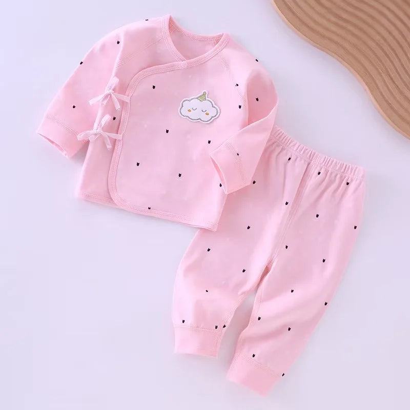 Newborn Cotton Belted Baby Set – 0-6 Months, Spring/Autumn
