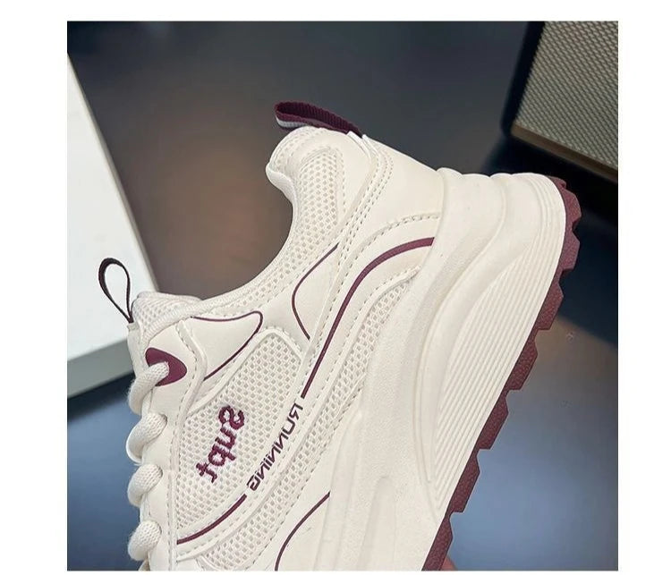 Height Increase Women Vulcanized Shoes Autumn New Lightweight Lace Up Platform Sneakers Comfort Breathable Non Slip Casual Shoes