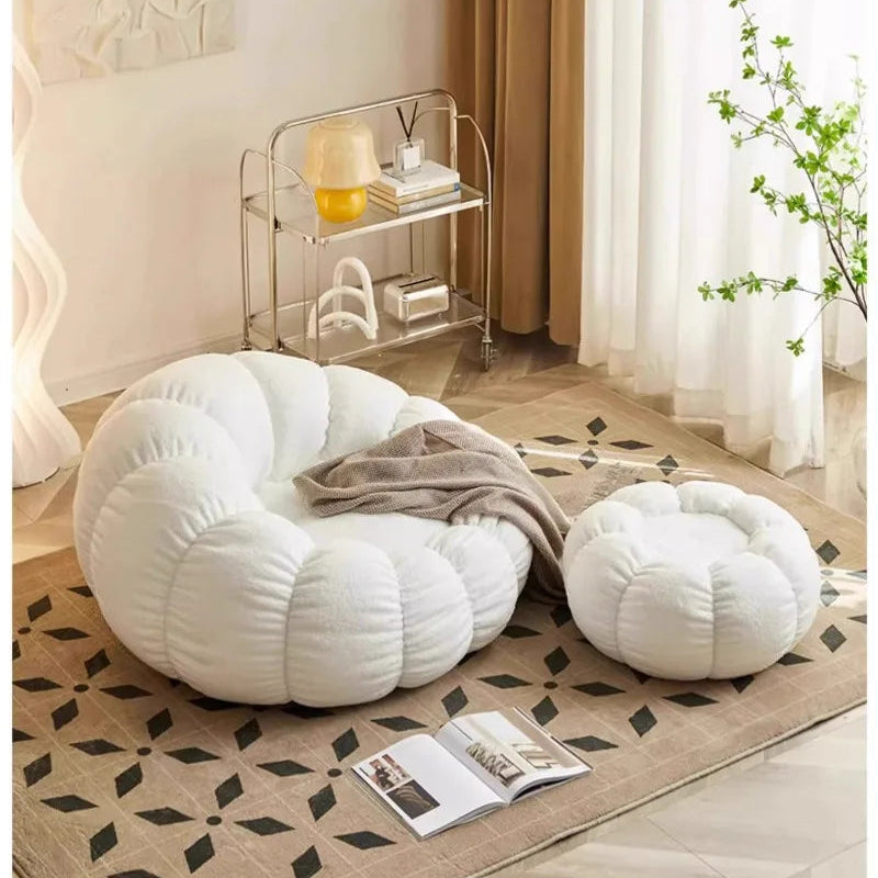 Lazy Pumpkin Sofa Nordic Style Single Sofa Chair EPS Particle Filling Soft Comfortable Home Living Room Balcony Bedroom Sofa Set