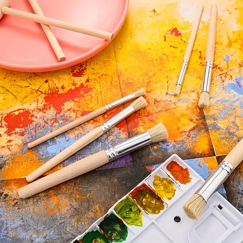 Stencil Paint Brush Set – 3/6/12/18pcs, Wooden Handle
