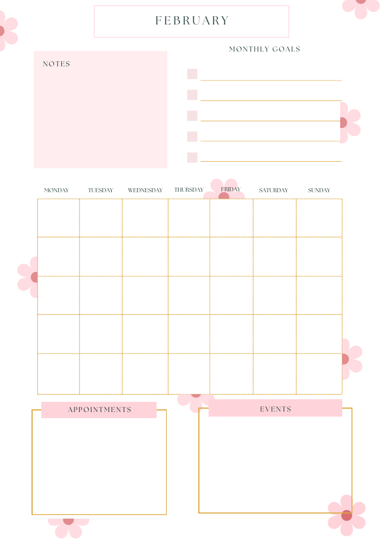 Monthly Planner PDF Bundle | 2026 Minimalist Calendar & Goals Tracker |  Instant Download PDF